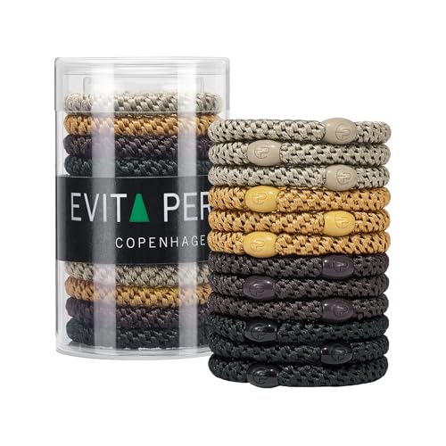 EVITA PERONI Hair Ties 12 Pcs Set, High Elastic Ponytail Holders, Hair Ties No Damage, Elastic Ties for Thick Hair Women Men, Valentines Day Gifts (Black, Brown, Orange, Apricot)
