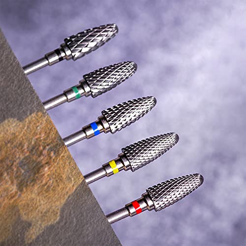 Fantexy Nail Drill Bits Set for Acrylic Nails,3/32 Inch Professional Tungsten Nail File Bits Nail Art Tools,Manicure Pedicure Shapen Remove Tools, Home Salon Use(5Pieces
