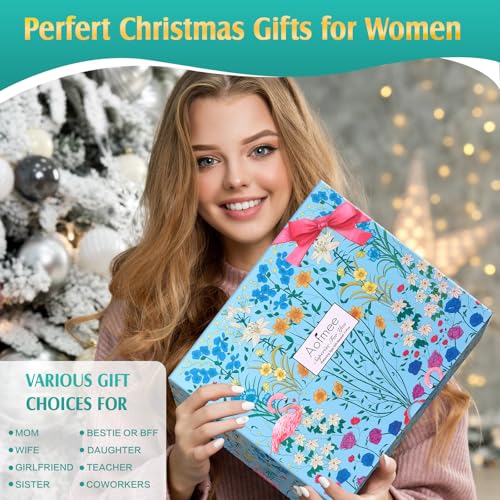 Birthday Gifts for Women, Thinking of You Gift Care Package with Luxury Flannel Blanket for Women Mom Her Wife Friends Sister, Blue Self Care Spa Relaxing Baskets for Christmas Valentines Mothers Day
