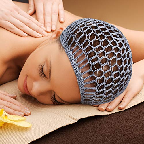 6 Pieces Hair Net Snoods for Women Sleeping Mesh Soft Rayon Knit Crochet Hairnet Long Short Curls Hair Cover Accessory (Black, Blue, Pink, Purple, Gray, Khaki)