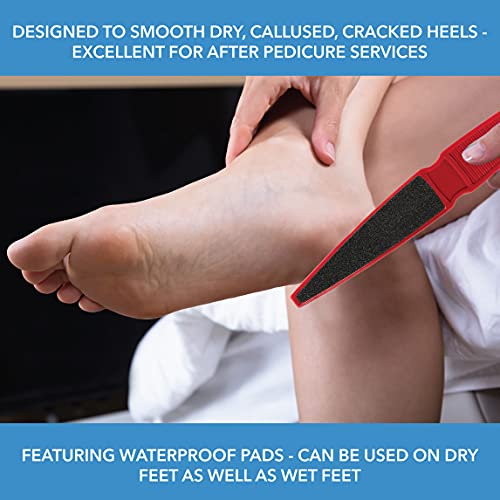 ForPro Professional Collection Pedicure Paddle Foot File, Double-Sided Foot File for Heels, Disposable & Sanitizable, 80/120 Grit, Red, Pack of 12