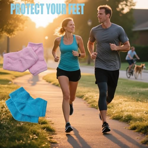 Castor Oil Pack Wrap for Foot, Castor Oil Moisturizing Heel Socks, for Plantar Fasciitis, Cracked Heels - Suitable for Overnight Moisturizing of Feet (Without Essential Oils) (Blue)