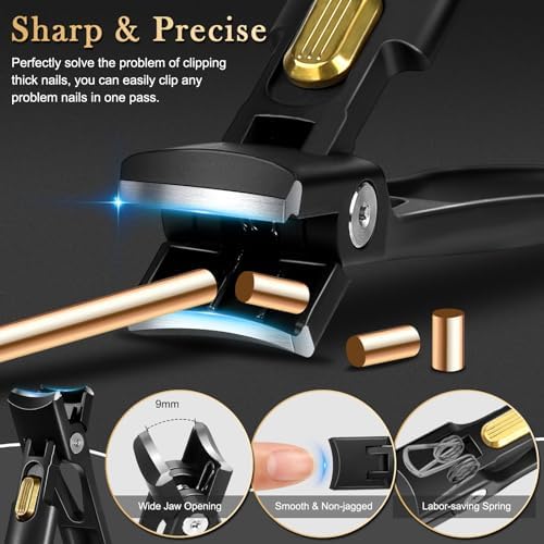 Toenail Clippers for Thick & Ingrown Nails, Professional Nail Clipper Set with Pedicure Tool, Super Sharp Fingernail Cutter with Catcher, Podiatrist Toe Nail Clippers Kit for Seniors, Men & Women