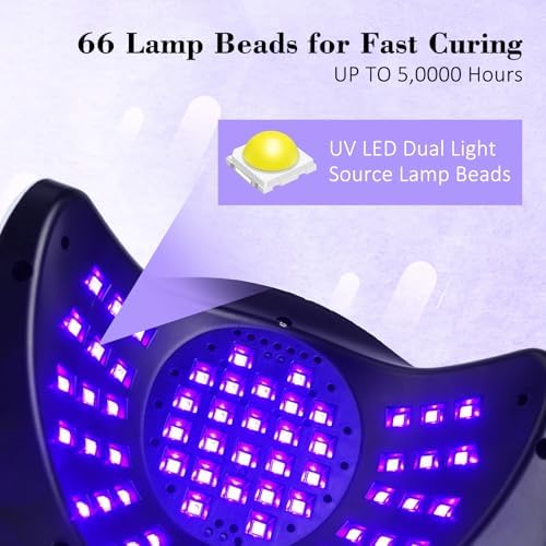 288W UV Nail Lamp, LKE Nail Dryers Professional UV LED Nail Lamp UV Light for Gel Nails with 66pcs Light Beads 4Timers LCD Display and Auto Sensor for Salon and Home