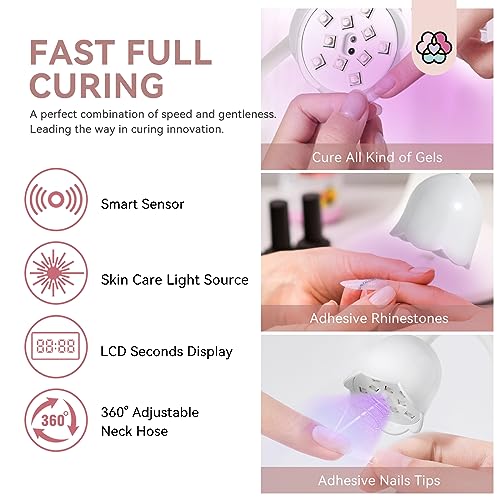 SAVILAND 30W U V Nail Lamp: Gel Nail Lamp Cordless U V Light for Gel Nails Smart Sensor LED Flash Cure Lamp lampara led para uñas Profesional Gooseneck U V Nail Light Nail Salon Home DIY Manicure