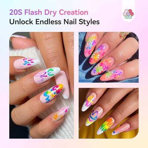 SAVILAND Essentials Nail Art Pens Set: 24 Colors Spring Summer 3D 0.7MM Quick Dry Nail Polish Pens for Nail Art Design Acrylic Paint Makers Drawing Point Liner Pen Dotting Tools Brush Home Salon DIY