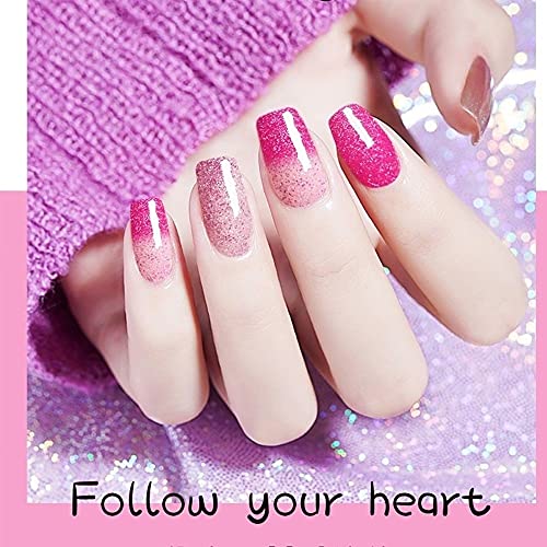 Gel Nail Polish Set -Color Changing Gel Nail Polish Set Purple Blue Pink Red Laverder Wind Red Black Color Changing Gel Polish Soak Off UV LED Thermal Temperature Art (8PC003)