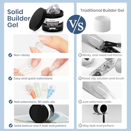 MIZHSE 100g Solid Builder Gel for Nails, Large Capacity Clear 3D Sculpting Gel for Nails, Non-sticky Hand Building Carving Modeling Hard Nail Extension with Silicone 3D Mold Nail Art Salon