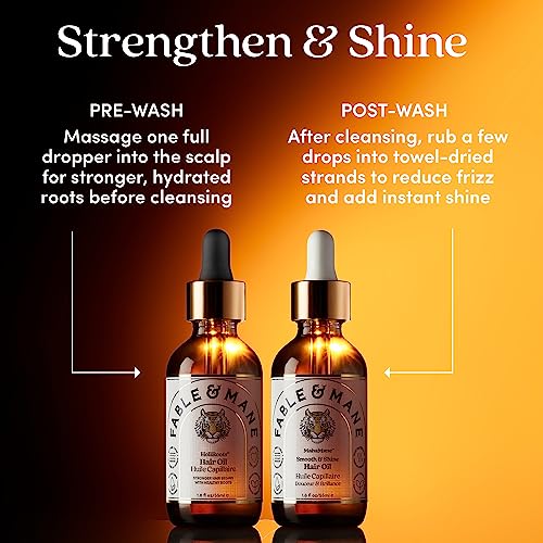 Fable and Mane MahaMane Smooth & Shine Hair Serum - Protective Oil Treatment for Dry, Damaged Hair. 1.8FL oz