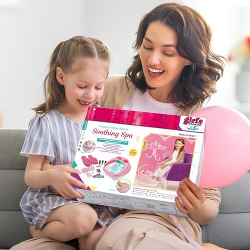 Kids Foot Spa & Nail Kit Set, Kids Spa Day Kit for Girls, Massage Foot Soak Tub and Nail Dryer, Manicure Pedicure Art Salon Girl Gift for 5-12, Christmas Birthday Gifts