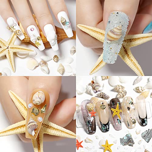 Summer Beach Nail Rhinestones - Ocean Theme Shell Starfish Conch Studs & Rivets - DIY Manicure Decoration (1-2 Boxes)