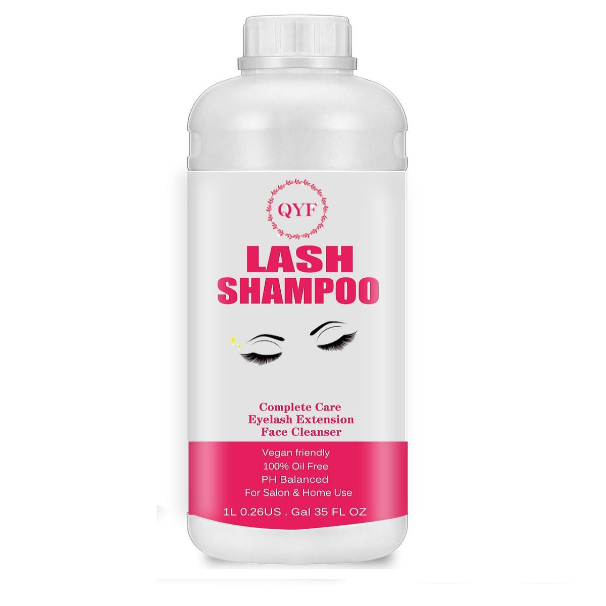 QYF Eyelash Extension Shampoo 1L Lash Extensions Shampoo Eyelid Foaming Cleanser Paraben & Sulfate Free Non-Irritating for Professional Salon and Home Use