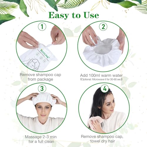 Shampoo Caps No Rinse, 12 Pack Waterless Shampoo Caps for Bedridden Patients and Elderly, Rinse Free Hair Washing Shower Caps for Post Surgery, Hospital, Camping