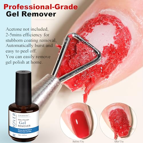 Gel Polish Remover, Gel Remover Kit Includes Cuticle Oil and Nail Polish Remover Tool No Soaking or Wrapping Removes Gel Polish in 2-5 Minutes