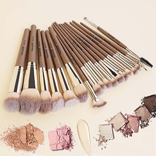 Make Up Brushes, MAANGE 18 Pcs Premium Synthetic Makeup Brushes Set Soft Foundation Powder Eyeliner Eye Shadow Makeup Brushes Professional (Champagne)