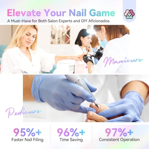 SAVILAND Electric Nail Drill Professional: 40000RPM Nail Drill for Acrylic Nails Sky Realm colors 6000mAhm High Capacity Rechargeable Electric Nail File for Salon Use Manicure Pedicure E File