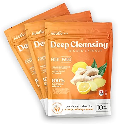 | Ginger Deep Cleansing Foot Pads for Better Sleep & Foot Care | Premium Japanese Organic Feet Pads with Ginger Powder (30 Pc)