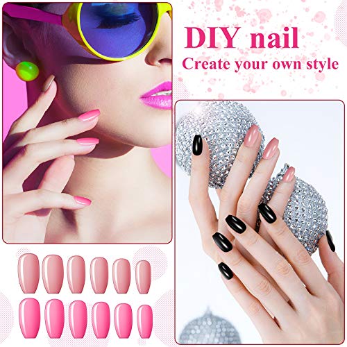 Maitys 720 Pieces 30 Sets Medium Square Press on Nails Glossy Fake Nails Solid Color Artificial Tips Full Cover for Women Girls Ballerina DIY(Classic Colors)