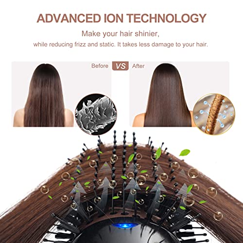 One Step Hair Dryer & Volumizing Hot Air Brush, Blow Dryer, Ceramic Straightener, Curler & Hot Comb 4 in 1 Salon Ionic Brush, Hair Styling Tools, Black