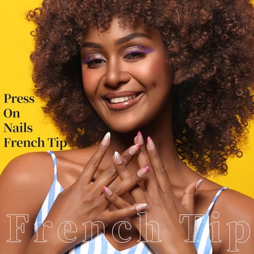 FANDAMEI Press on Nails, 24 Colors 576PCS Press on Nails Almond, Matte Glossy Press on Nails Short Almond, Glitter Fake Nails, Press on Nails French Tip Natural, Press on Nails for Nail Art