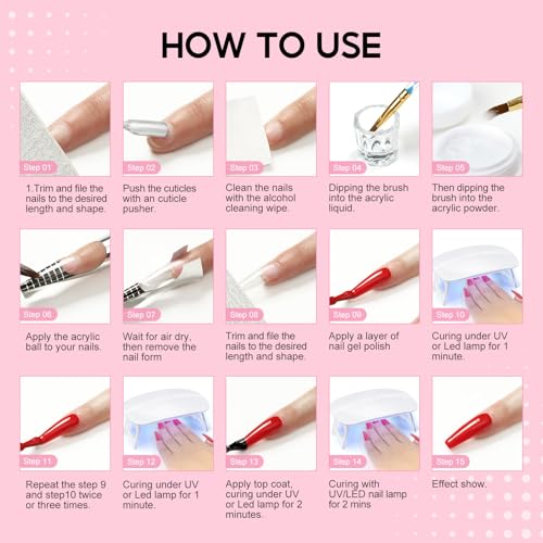 Acrylic Nail Kit for Beginners with Everything 3pc Acrylics Powder 6pcs Gel Nail Polish 18pcs Glitter Decoration Powder Professional Nails Kit Acrylic Set with U V Light and Drill Gifts for Women