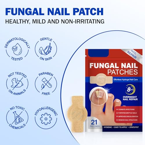 2Pack Fungal Nail Patches, Nail Fungus Patches for Toenail, Fingernail Fungus Treatment,Overnight Toe Nail Treatments for Damaged Nails Ingrown Toenail Foot Nails Repair and Care
