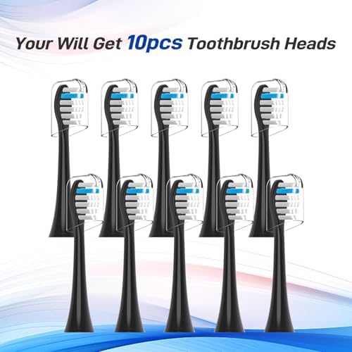 Toothbrush Heads Replacement Compatible with TAO Clean Electric Toothbrush, Black, 10 Pack