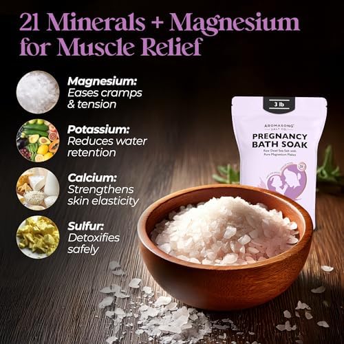 Aromasong Pregnancy Bath Soak 3 LB - 100% Pure Magnesium Flakes with 21 Essential Dead Sea Minerals and Natural Lavender - Better Absorbing Than Epsom Salt