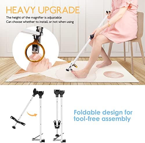 Foldable Long Handle Toenail Clippers Scissors, Easy Reach Pedicure Auxiliary Tools, Extended Nail Clippers for Seniors,Overweight, Hip and Waist Patients| Easy to Carry(with Magnifier, 32Inch)