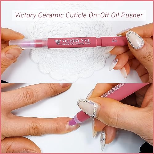 1PCS Ceramic Cuticle On/Off Oil Pusher Cuticle Pusher (Light purple)