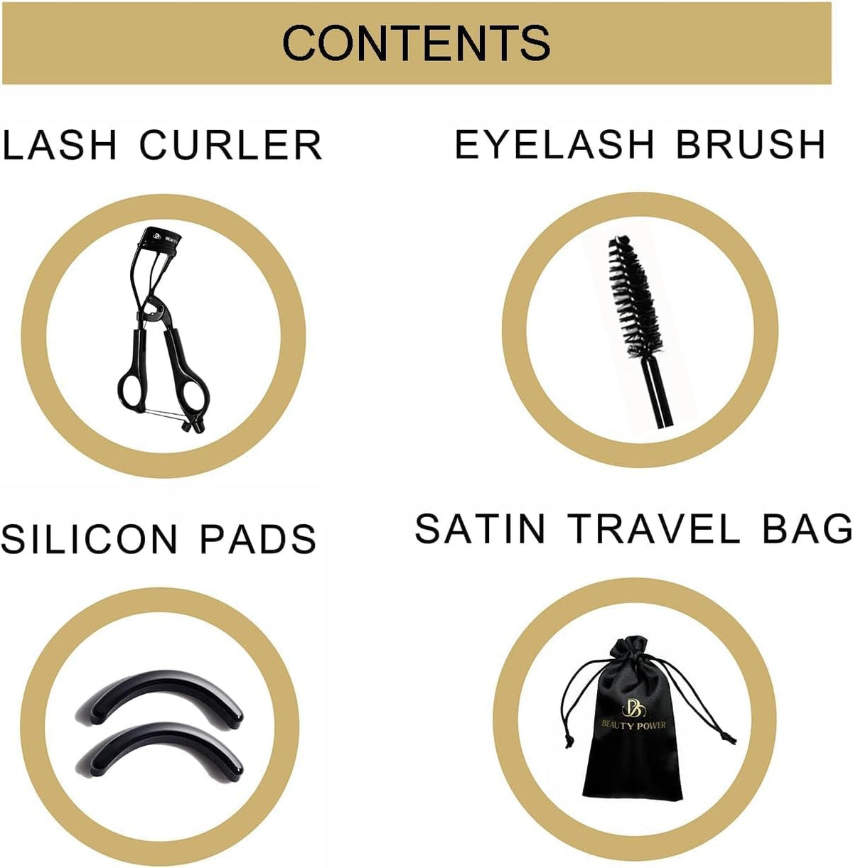 Eyelash Curler - Precision Lash Lift in Seconds with 5 Replacement Pads, Eyebrow Brush & Satin Travel Bag - Gentle & Safe, German Stainless Steel for Perfect Extra Curls - Gift (Black)
