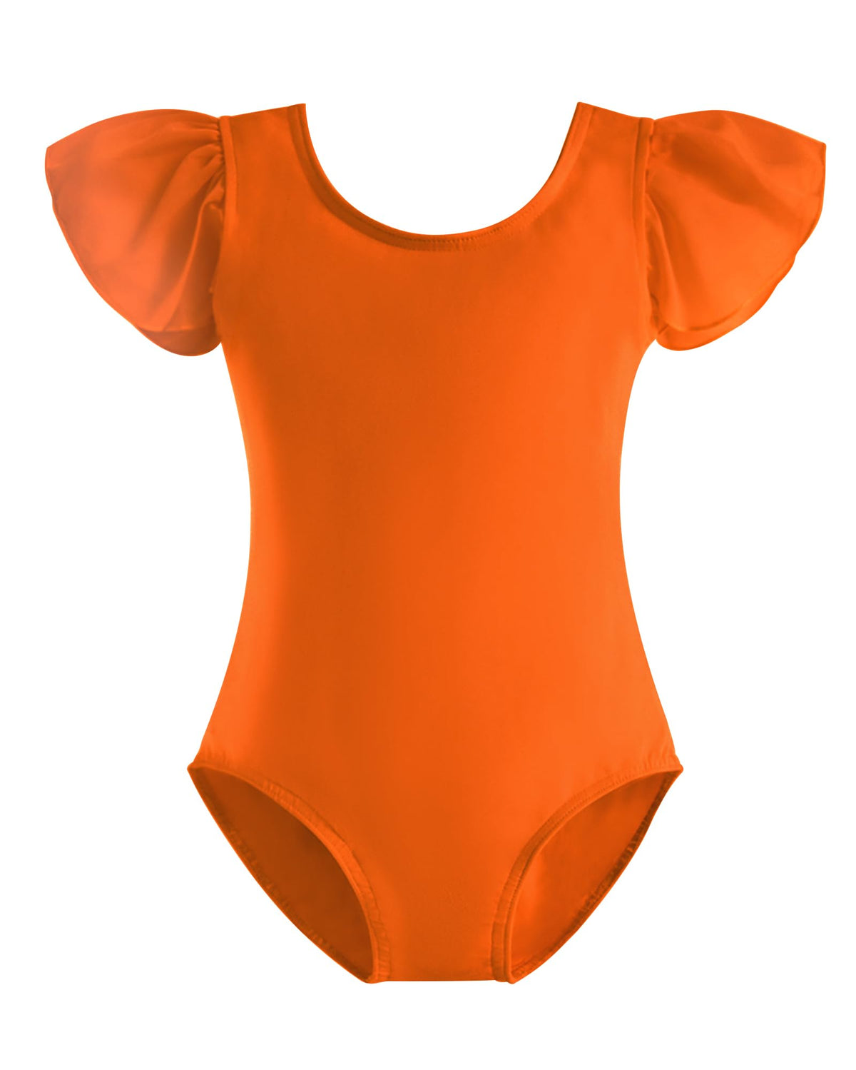 Stelle Girls Toddler Leotard for Ballet Dance Leotards Gymnastics Ruffle Short Sleeve Outfits (Orange,6-7 Years)