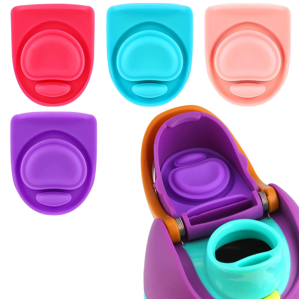 4pcs Replacement Stopper Compatible with Owala FreeSip 24oz 32oz, Water Bottle Top Lid Gasket for Owala 19/24/32/40oz Seal Bottle Cap Mouth Stopper Part Silicone Plug Accessories BPA-Free (Colorful)