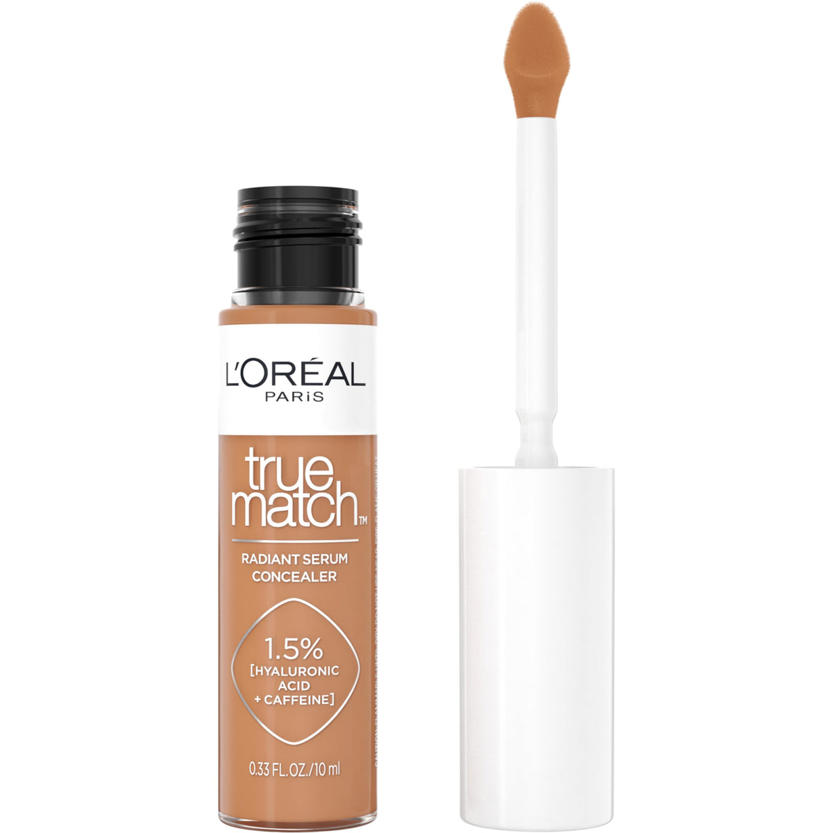 L'Oreal Paris True Match Radiant Serum Concealer, Brightening Under Eye Concealer Make Up with 1.5% Hyaluronic Acid and Caffeine, N8, 0.33 Oz