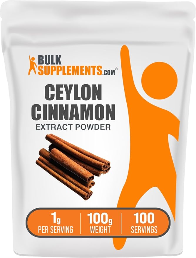 BulkSupplements.com Ceylon Cinnamon Extract Powder - Cinnamon Extract, Cinnamon Ceylon - Cinnamon Supplement, Pack of 1 - Gluten Free & Soy Free, 1000mg per Serving, 100g (3.5 oz)