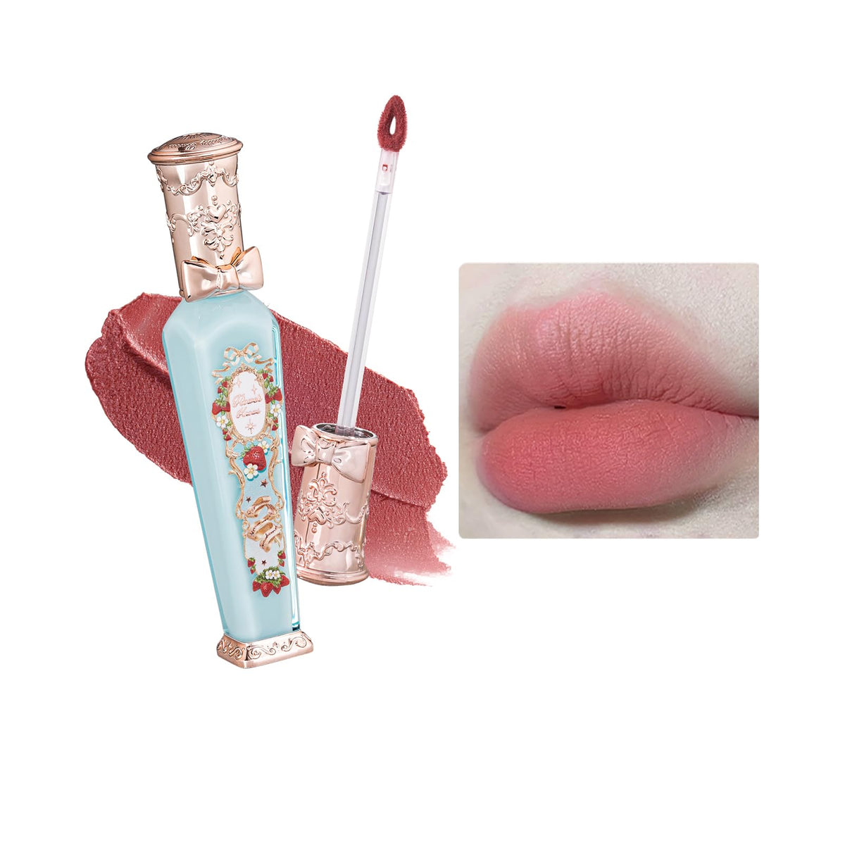 Flower Knows Strawberry Rococo Cloud Lip Cream Matte Liquid Lipstick-Long Lasting&Highly Pigmented Lip Stain -Velvety Waterproof Lip Makeup for Girls&Women-0.12 Fl Oz,1 Count(S02 Peachy Milk)