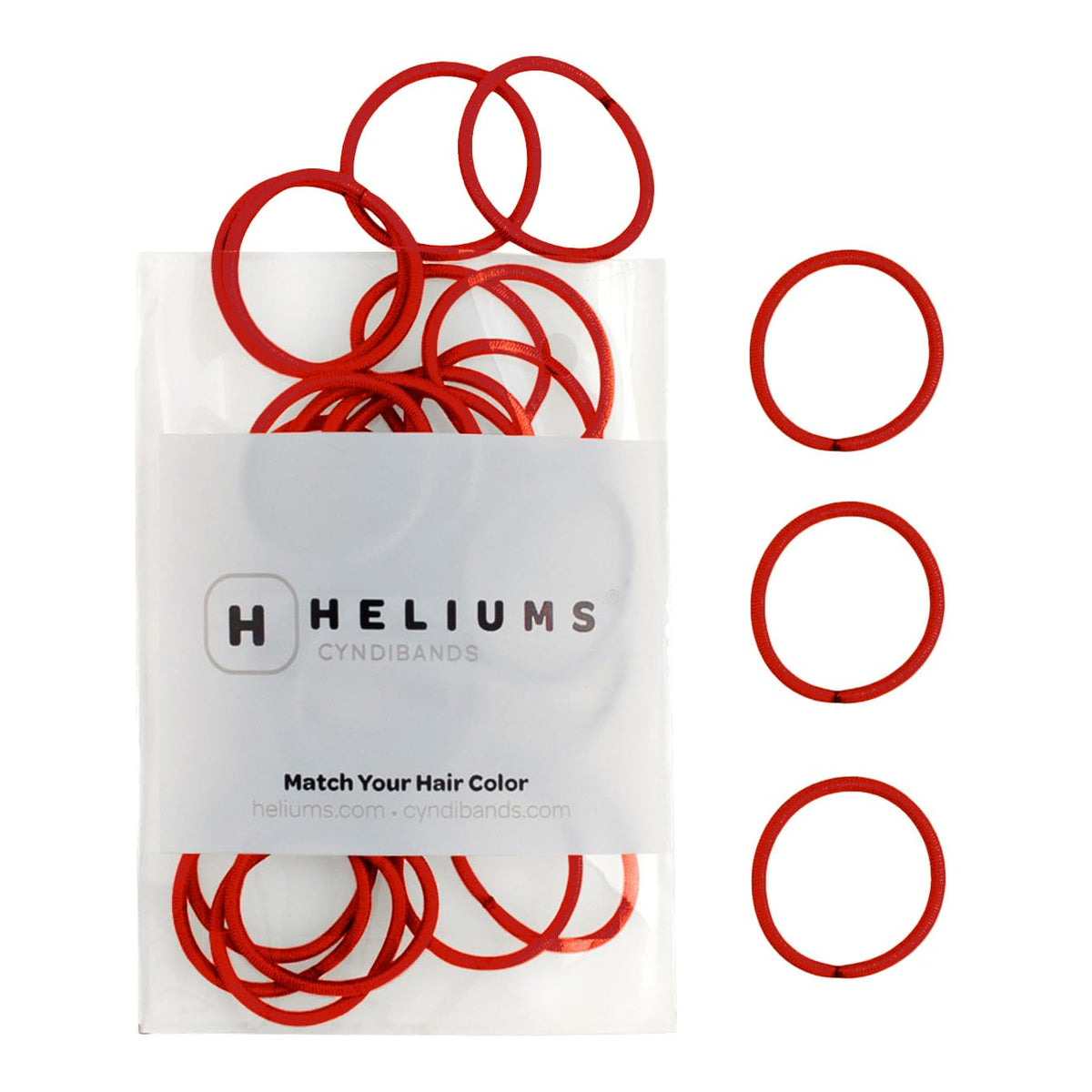 Heliums Small Hair Ties - Red - No Damage Mini 1 Inch Reusable 2mm Elastics for Thin Hair and Kids, Neutral Ponytail Holders - 48 Count