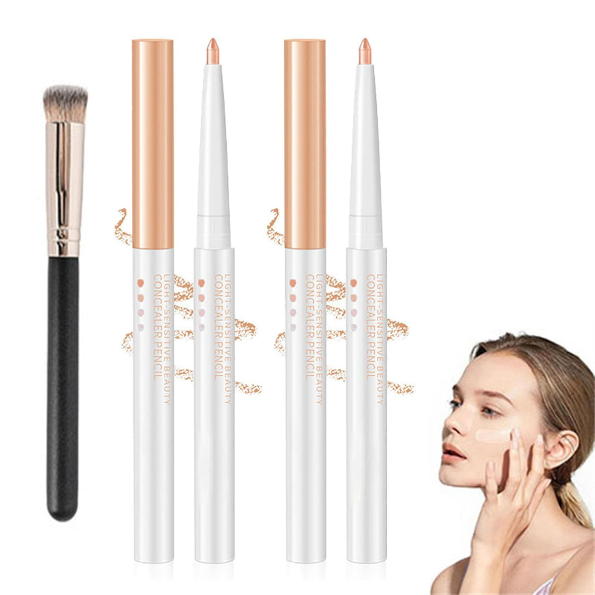 vljsfkh Slideach Multifunctional Concealer Stick, Slideach Makeup Correcting Pen, Waterproof Full Coverage Beauty Concealer Pencil, Change The Lip Line, Refine The Brow Shape-2#+2#