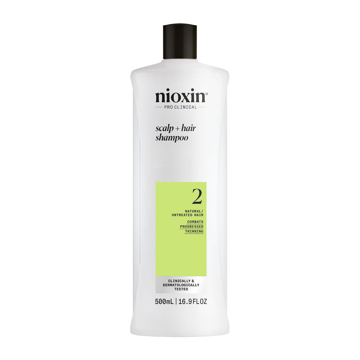 Nioxin Scalp + Hair Thickening System 2 Shampoo | For Natural or Untreated Hair with Progressed Thinning | With Niacinamide and Biotin | 16.9 Fl oz.