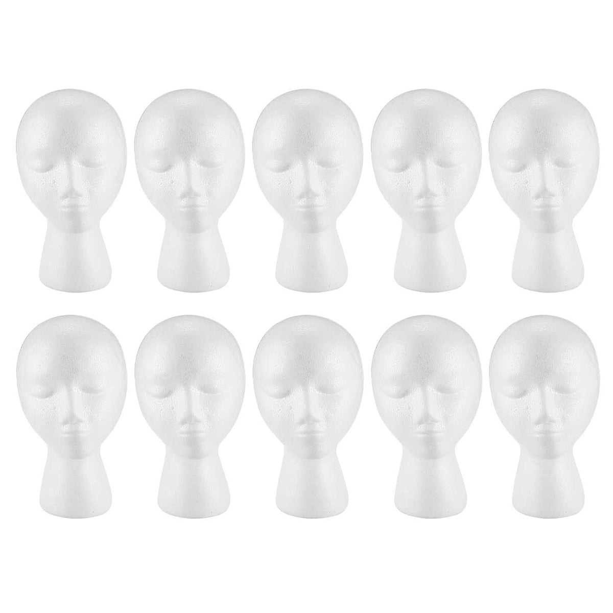 CRAKES 10X Styrofoam Foam Mannequin Wig Head Display Hat Cap Wig Holder White Foam Head