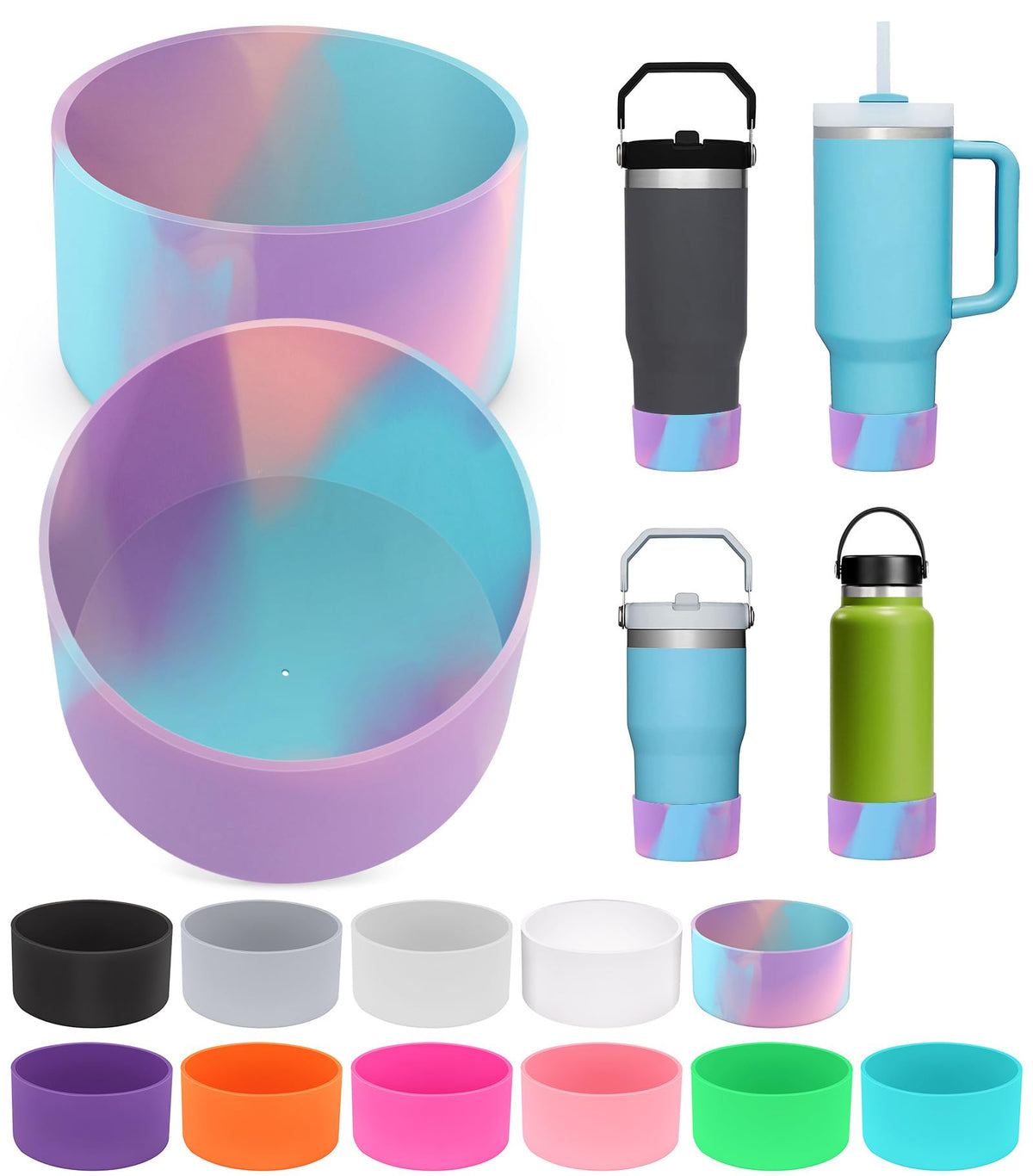 2 PCS for Stanley Boot, Silicone Bottom for Stanley Cup Boot Quencher Adventure 40oz&for Hydroflask Boot 12-24oz for Stanley Tumbler Accessories for Stanley Cup Accessories Avoid Scratches&Noise