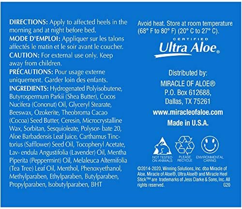 Heel Balm for Dry Cracked Feet - Miracle Heel Stick for Cracked Heel Repair - Heel Balm Stick for Cracked Heel Treatment - Formulated with Pure Aloe Vera, Tea Tree Oil, Shea & Cocoa Butters | 2.5 oz