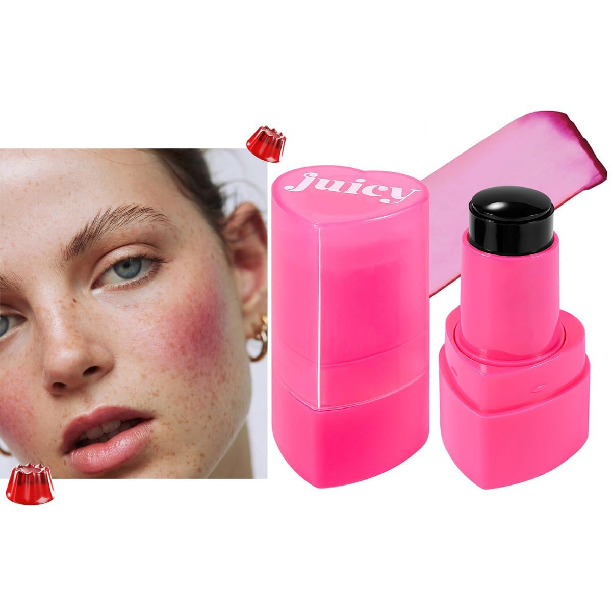 Multi-Use Water Jelly Tint Stick Sheer Lip & Cheek Stain Finish, 3-In-1 Cheek Blush & Eyeshadow & Lip Tinted Long-Lasting Moisture - 1,000+ Swipes Per Stick (# 02, 0.32oz)
