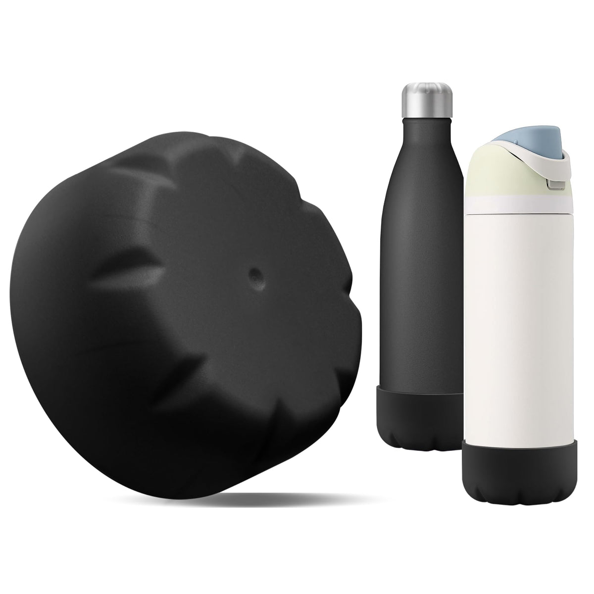VIKIZUES Silicone Boot Compatible with Owala Water Bottle 24 oz & S'well 25 oz Water Bottle and More 25 oz Stainless Steel Water Bottles, Anti-Slip Bottom Protector Sleeve (Black)