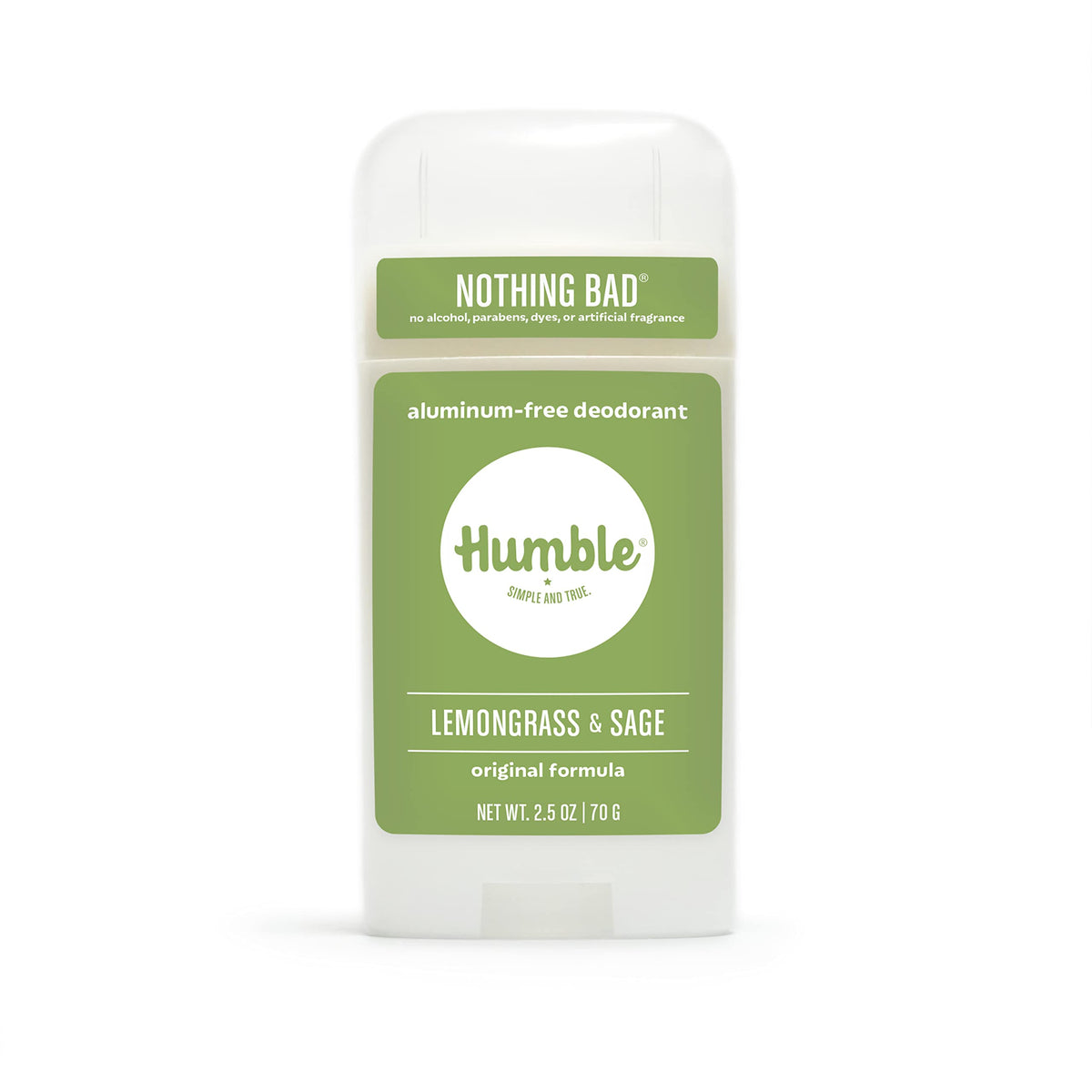 HUMBLE BRANDS Original Formula Aluminum-free Deodorant. Long Lasting Odor Control with Baking Soda and Essential Oils, Lemongrass & Sage, Pack of 1