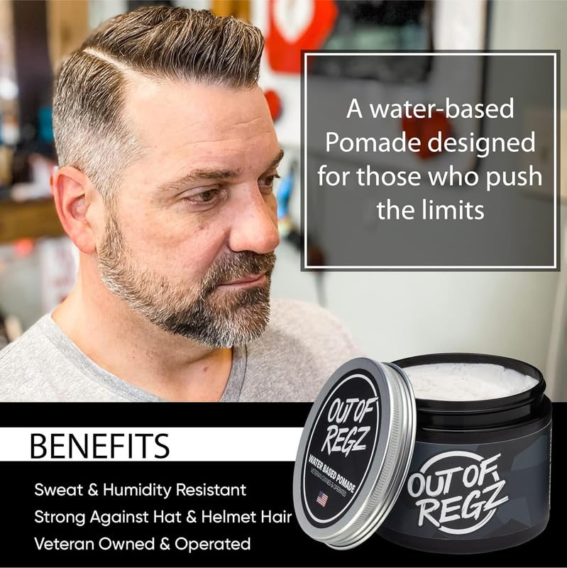Out of Regz Operator Water Based Pomade for Men - Strong Hold, Natural Matte Finish, Sweat & Humidity Resistant, Natural Ingredients for Hair Health