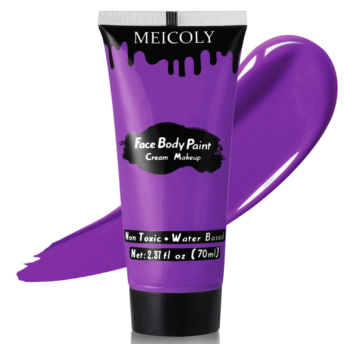 MEICOLY Purple Cream Face Body Paint,2.37Oz Large Tube Water Based Non-Toxic Full Body Paint for Adult and Kids,Highly Pigmented Face Painting for Halloween SFX Special Effects Ursula Cosplay Makeup