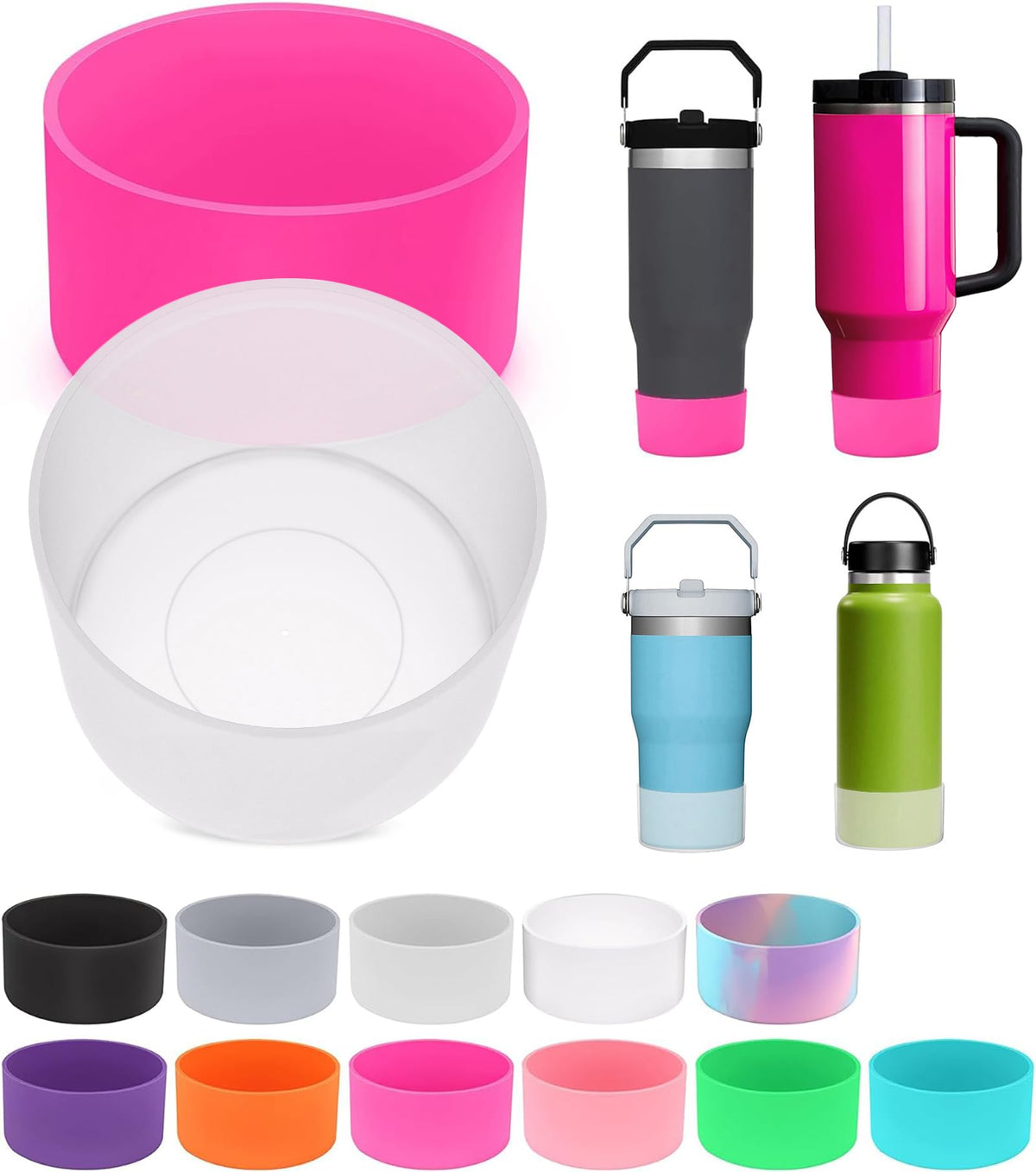 2 PCS for Stanley Boot, Silicone Bottom for Stanley Cup Boot Quencher Adventure 40oz&for Hydroflask Boot 12-24oz for Stanley Tumbler Accessories for Stanley Cup Accessories Avoid Scratches&Noise