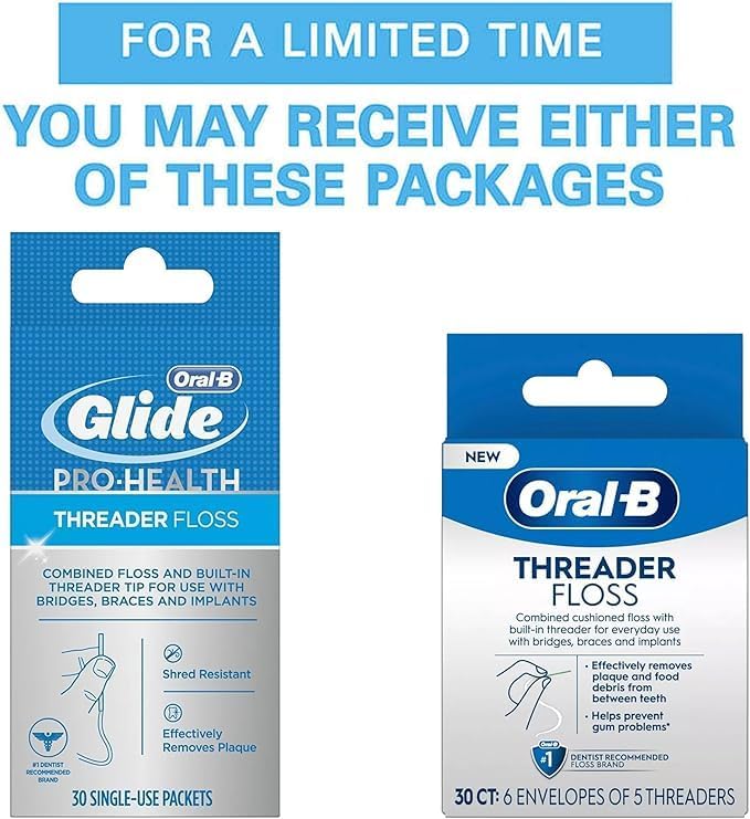 Oral-B Threader Floss, 30-Count: 6 envelopes of 5 threaders.