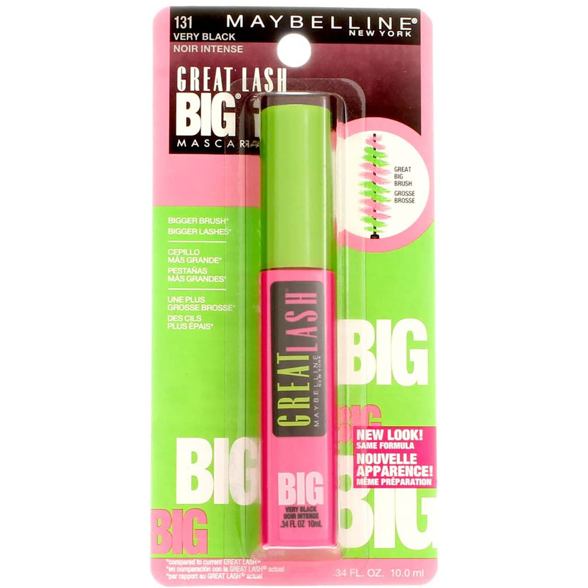 Maybelline Great Lash Big Washable Mascara, Very Black [131], 0.34 oz